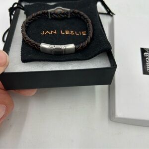 Men’s Jan Leslie braided leather bracelet.